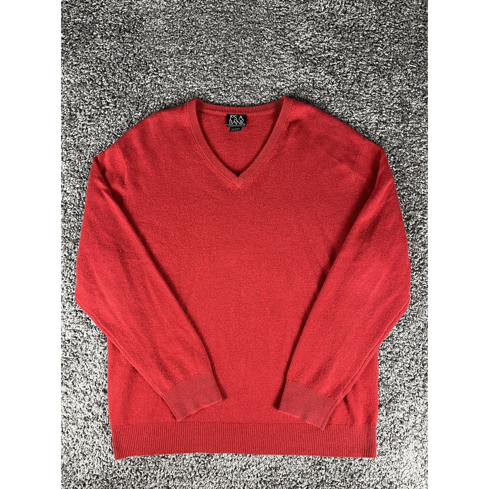Jos. A. Bank 100% Cashmere V-Neck Men's Sweater Size Large Red
